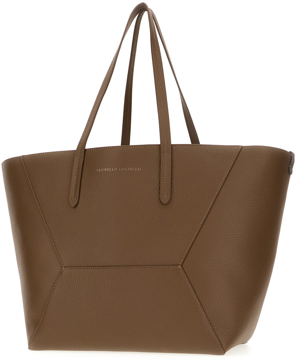 Brunello Cucinelli Brunello Cucinelli Chocolate leather BC Duo shopping bag Bruin