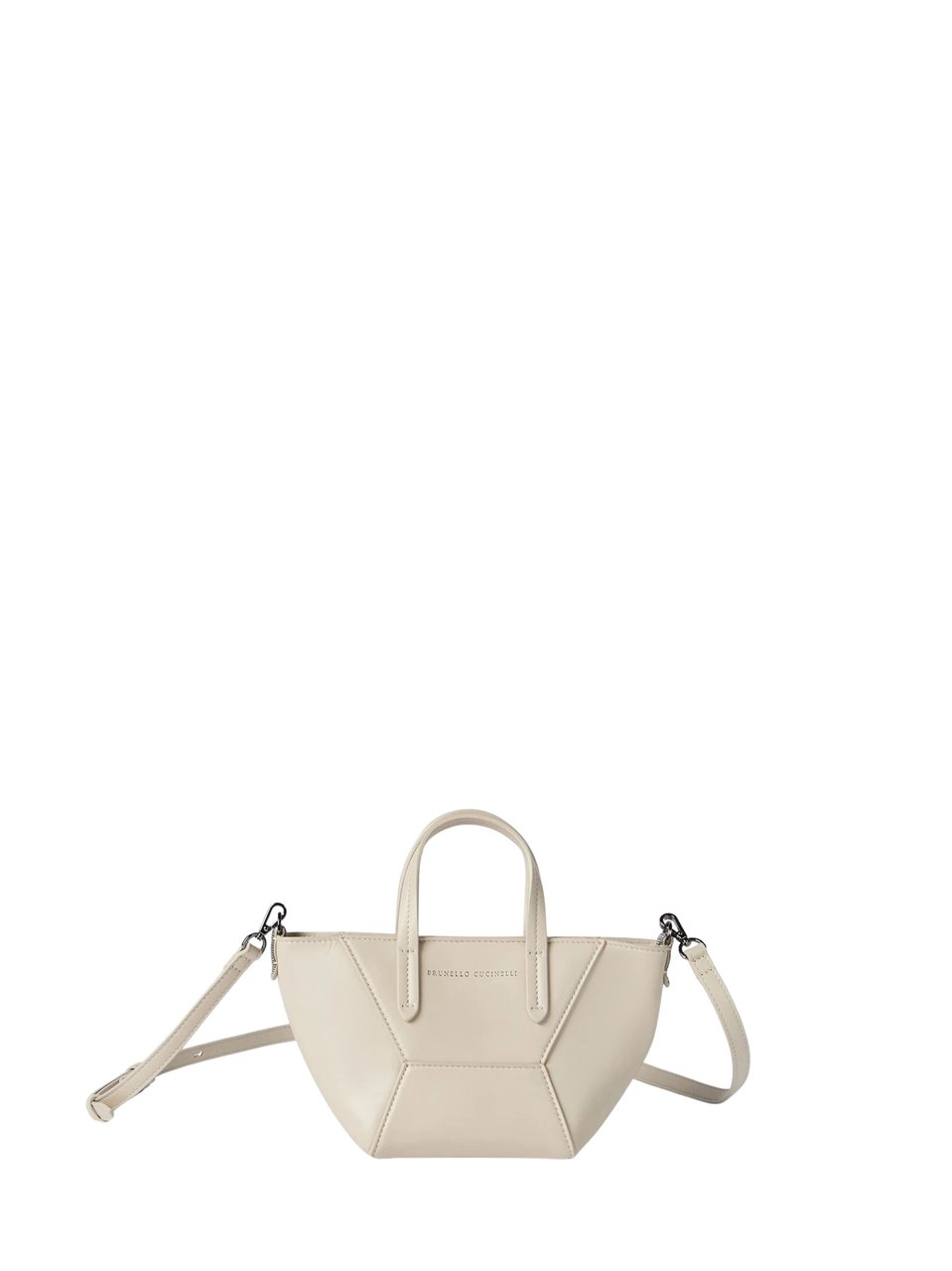 Brunello Cucinelli Ivory Monili Leather Shoulder Bag Neutraal