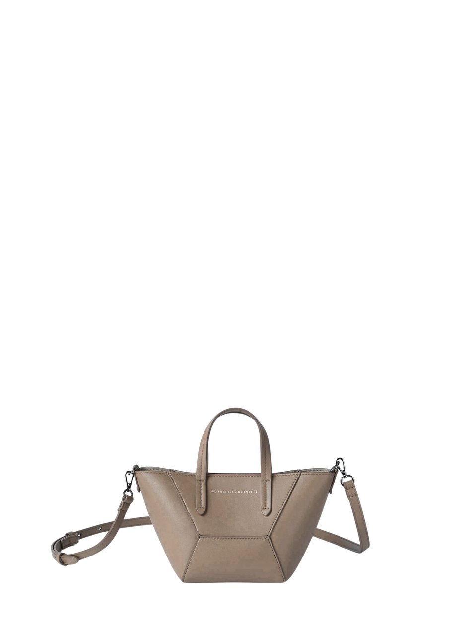 Brunello Cucinelli Dove Gray Monili Leather Shoulder Bag Bruin