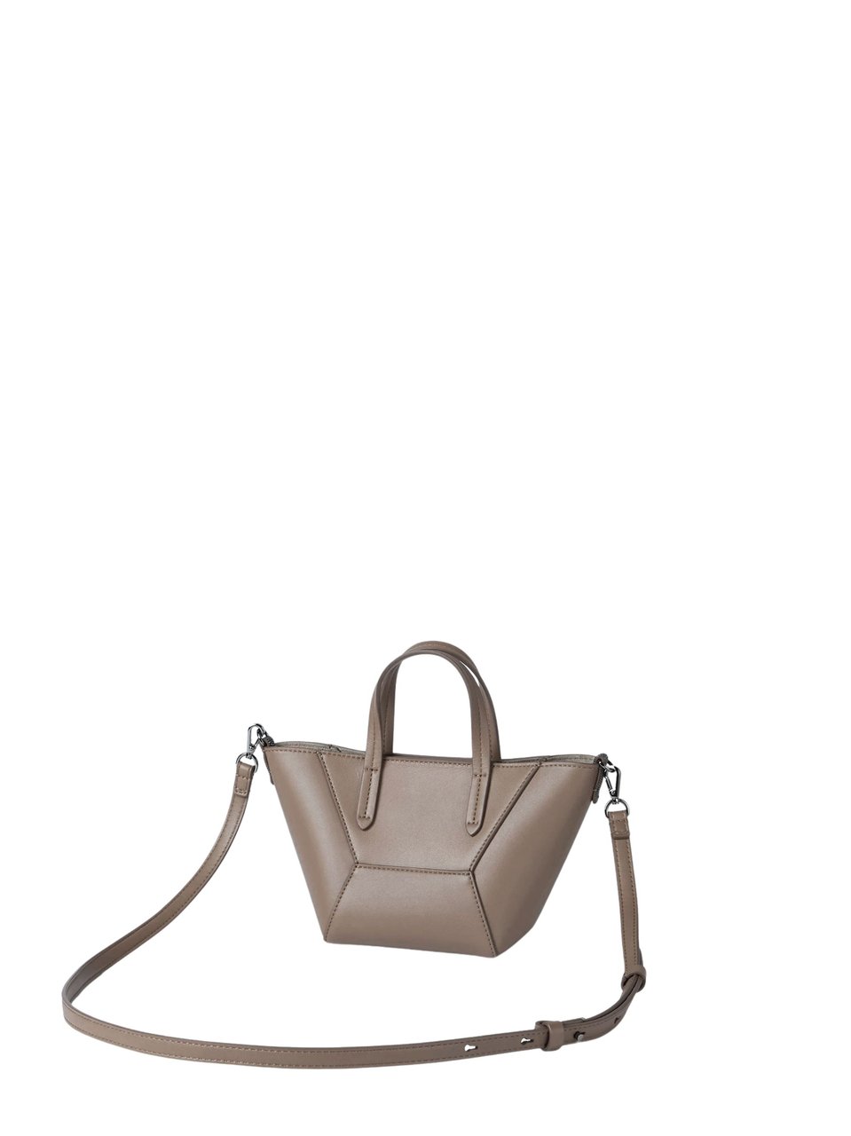 Brunello Cucinelli Dove Gray Monili Leather Shoulder Bag Bruin