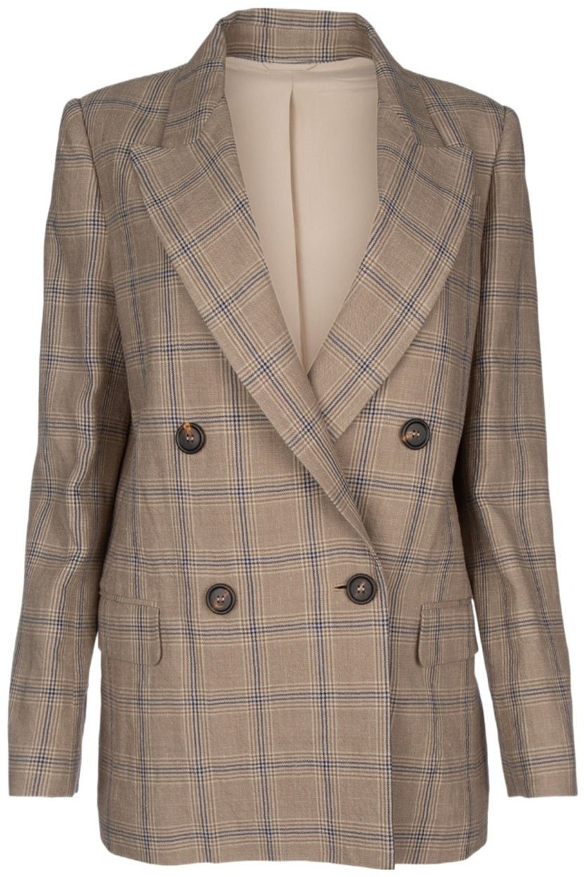 Brunello Cucinelli Brunello Cucinelli Prince Of Wales Linen Blazer Bruin