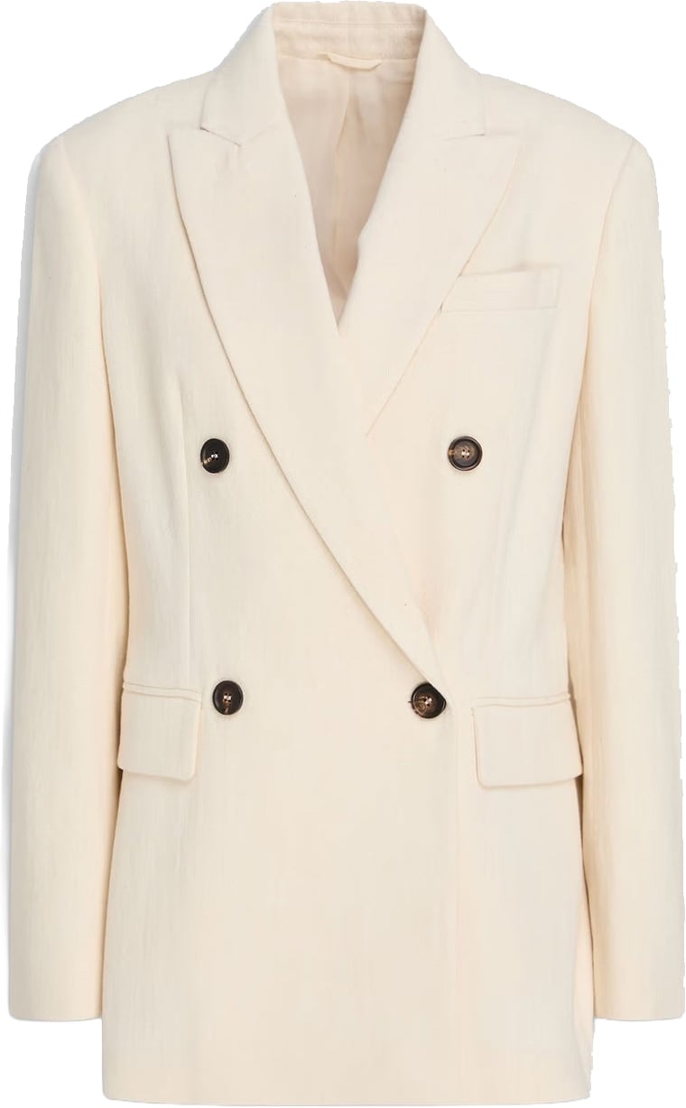 Brunello Cucinelli Cotton Blend Blazer Wit