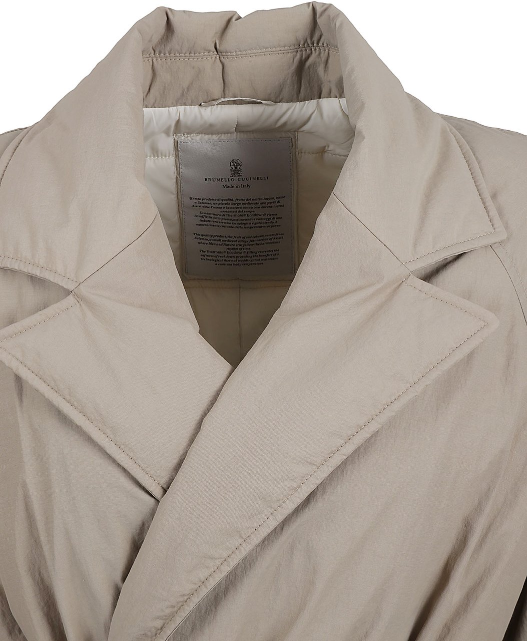Brunello Cucinelli Trench Coat with Tailored Belt and Adjustable Cuffs Grijs