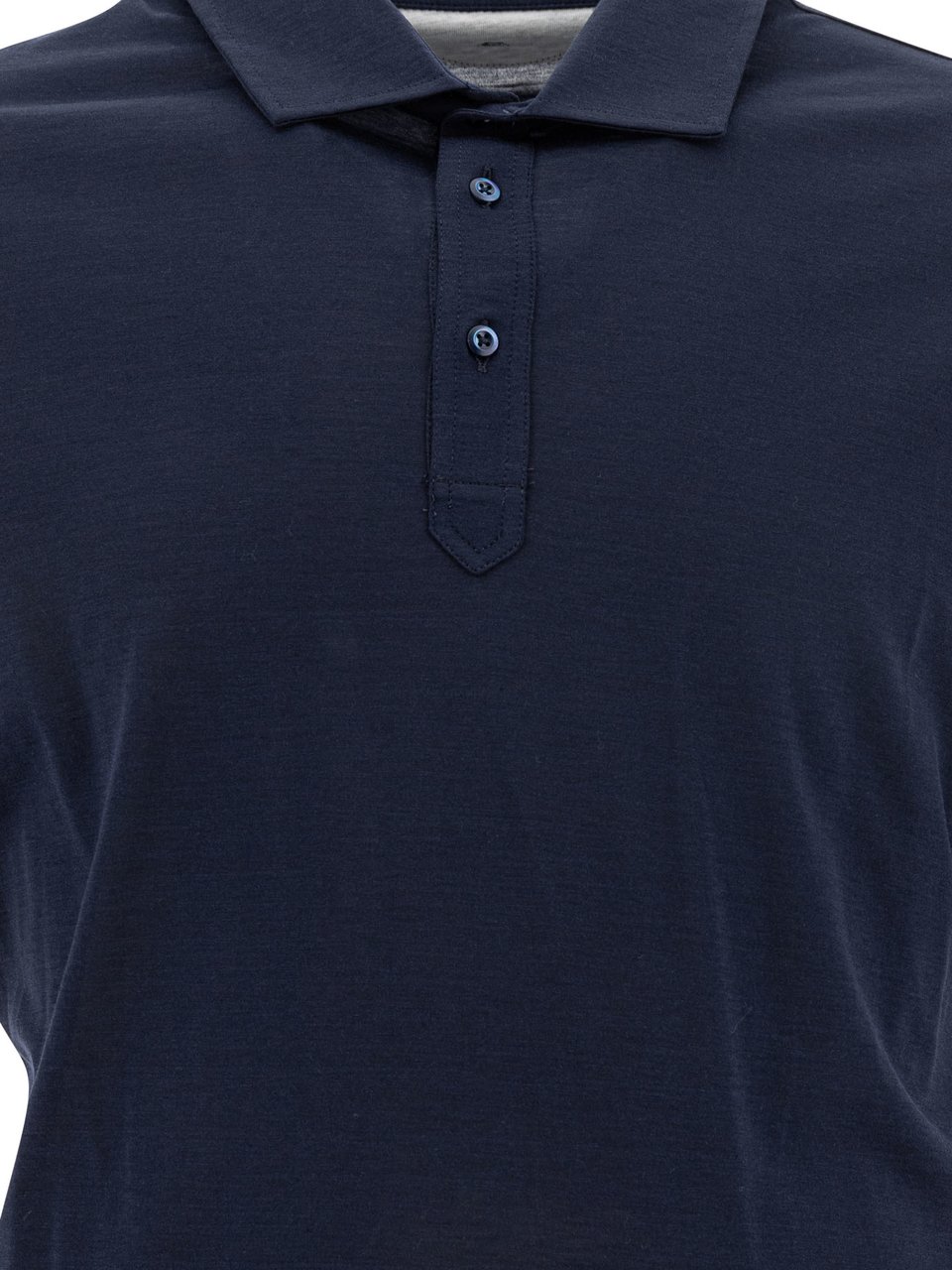 Brunello Cucinelli Silk and cotton jersey polo shirt Blauw