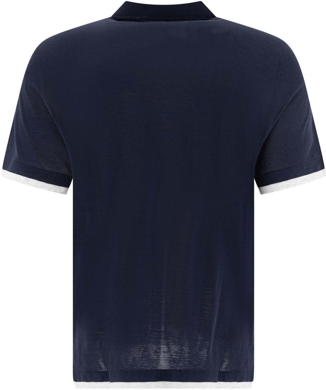 Brunello Cucinelli Silk and cotton jersey polo shirt Blauw