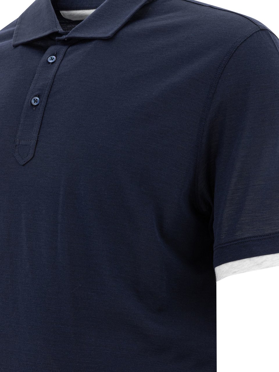 Brunello Cucinelli Silk and cotton jersey polo shirt Blauw