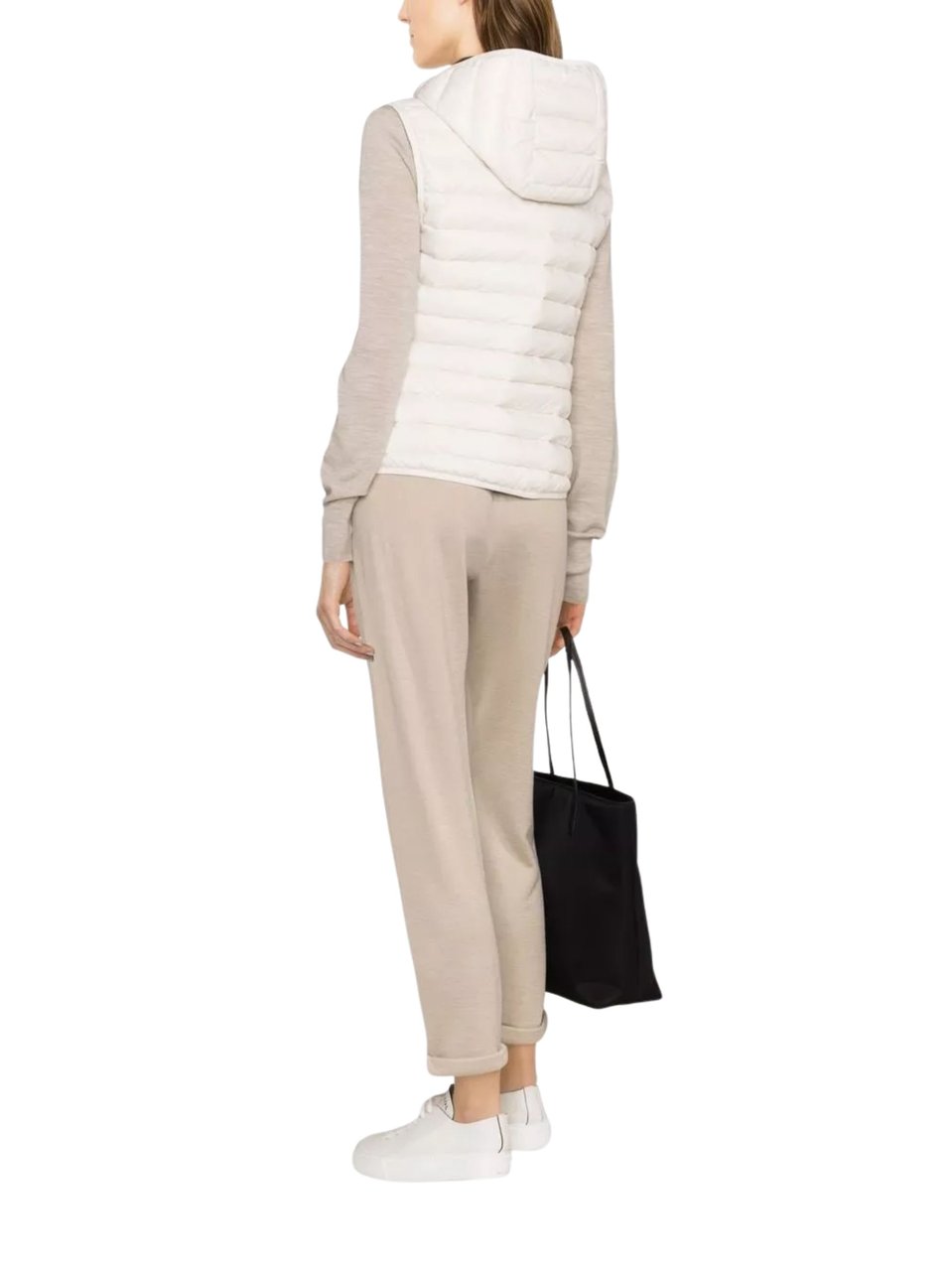 Brunello Cucinelli Beige Subtle Glitter Cotton-Silk Cropped Pants Neutraal