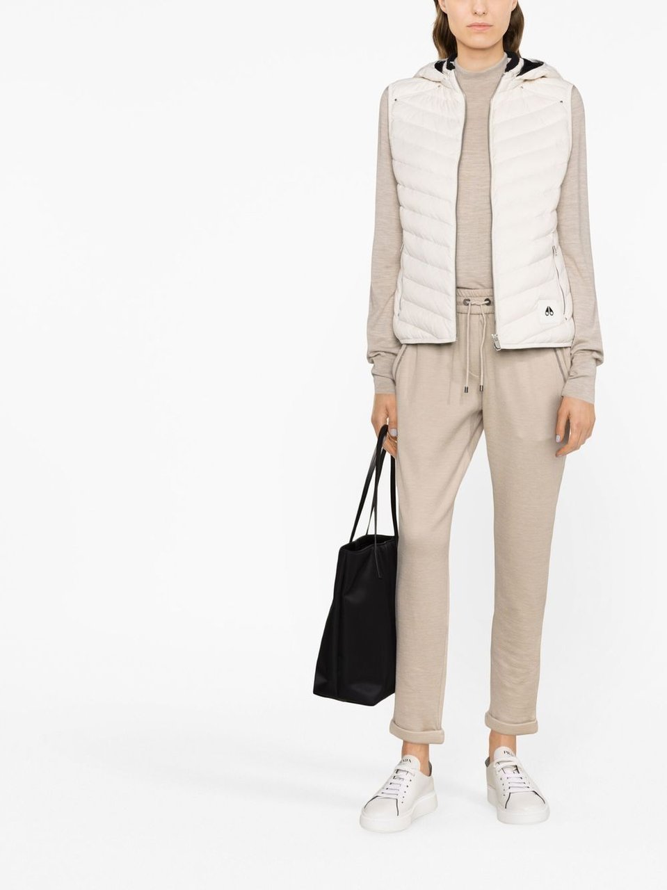 Brunello Cucinelli Beige Subtle Glitter Cotton-Silk Cropped Pants Neutraal