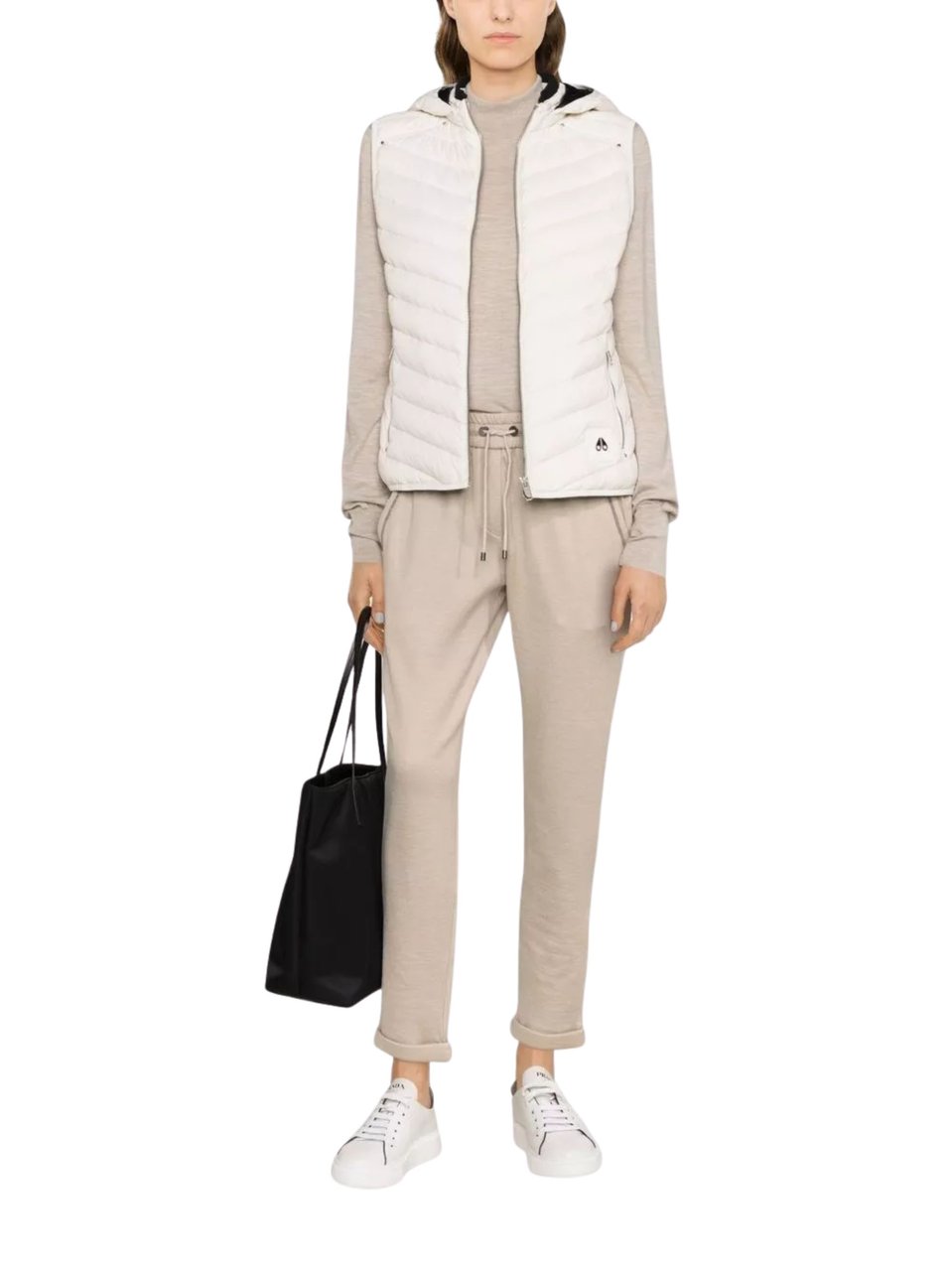 Brunello Cucinelli Beige Subtle Glitter Cotton-Silk Cropped Pants Neutraal