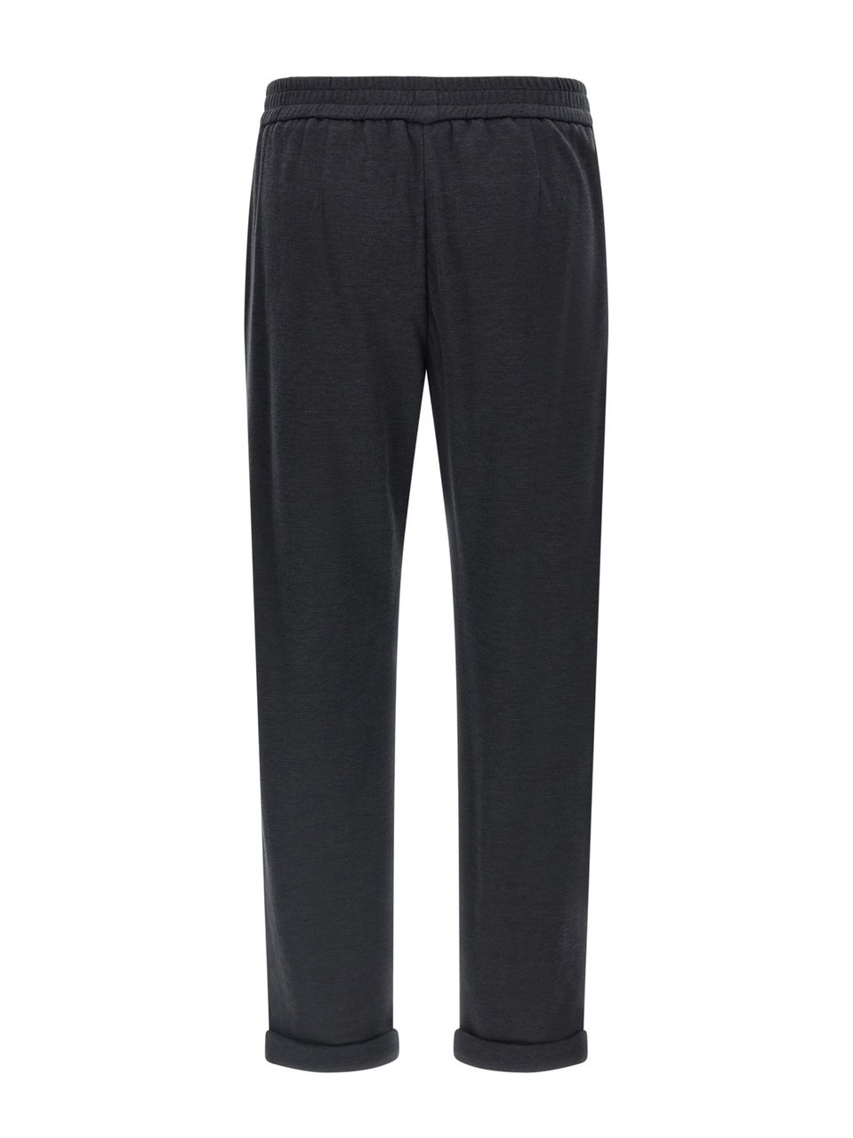 Brunello Cucinelli Gray Shiny Monili Detail Cotton-Silk Straight-Leg Pants Zwart