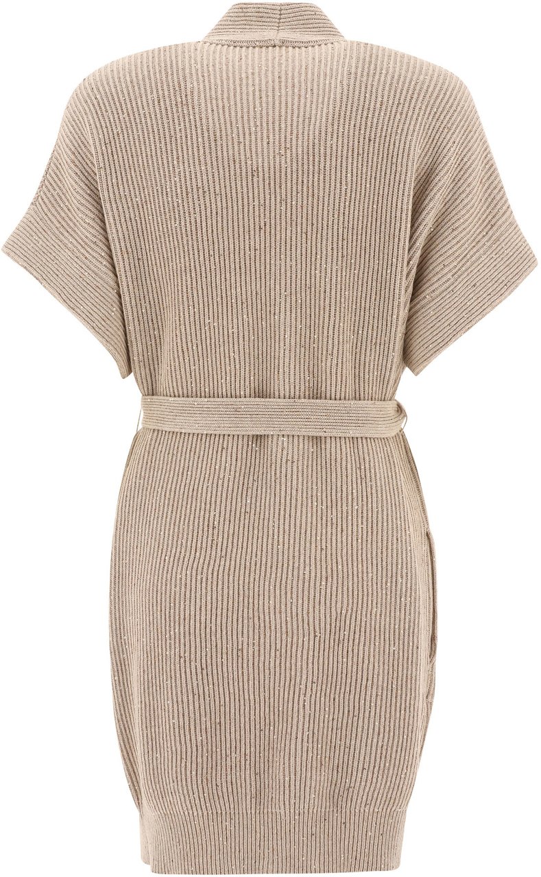 Brunello Cucinelli "Diamante" ribbed cardigan Beige
