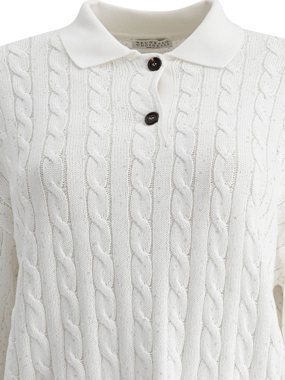 Brunello Cucinelli Dazzling Cables knit polo shirt Wit