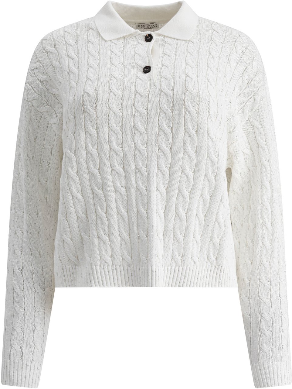 Brunello Cucinelli Dazzling Cables knit polo shirt Wit