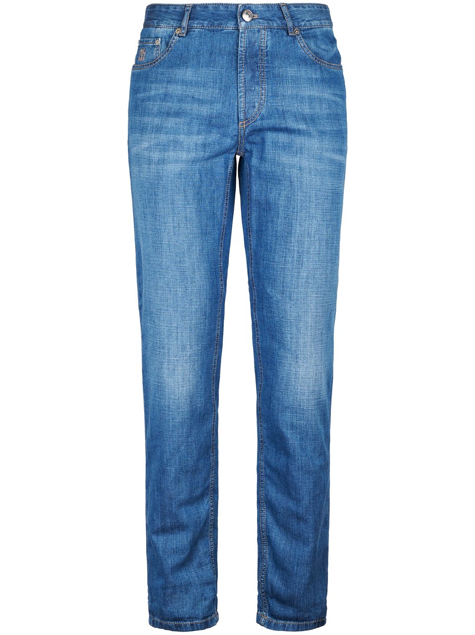 Brunello Cucinelli Straight-Leg Denim Trousers with Classic Wash Blauw