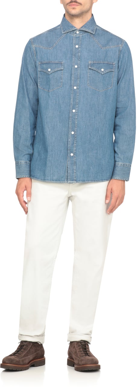 Brunello Cucinelli Shirts Blue Blauw