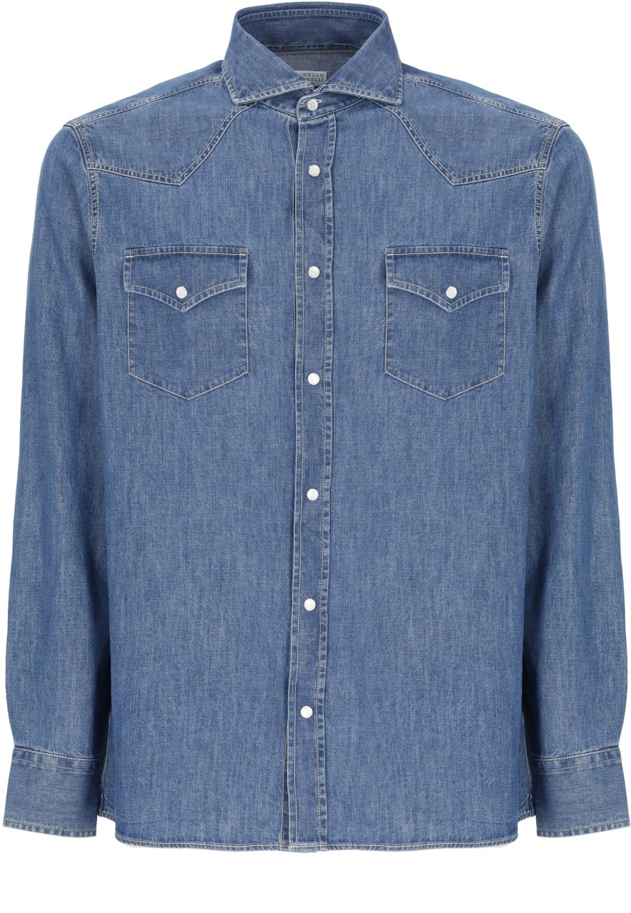 Brunello Cucinelli Shirts Blue Blauw