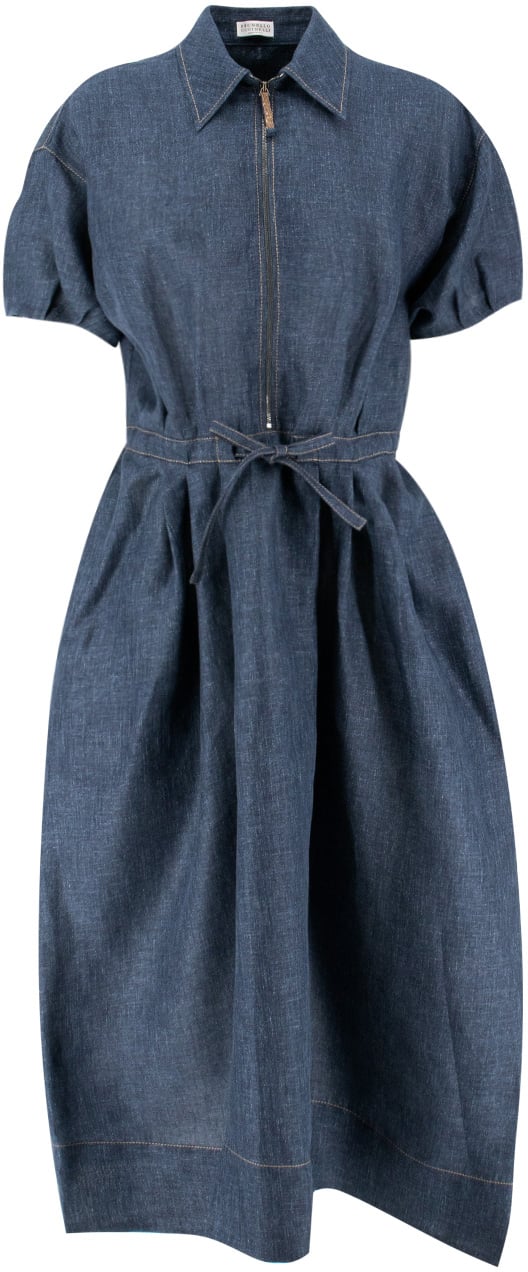 Brunello Cucinelli Long linen dress Blauw