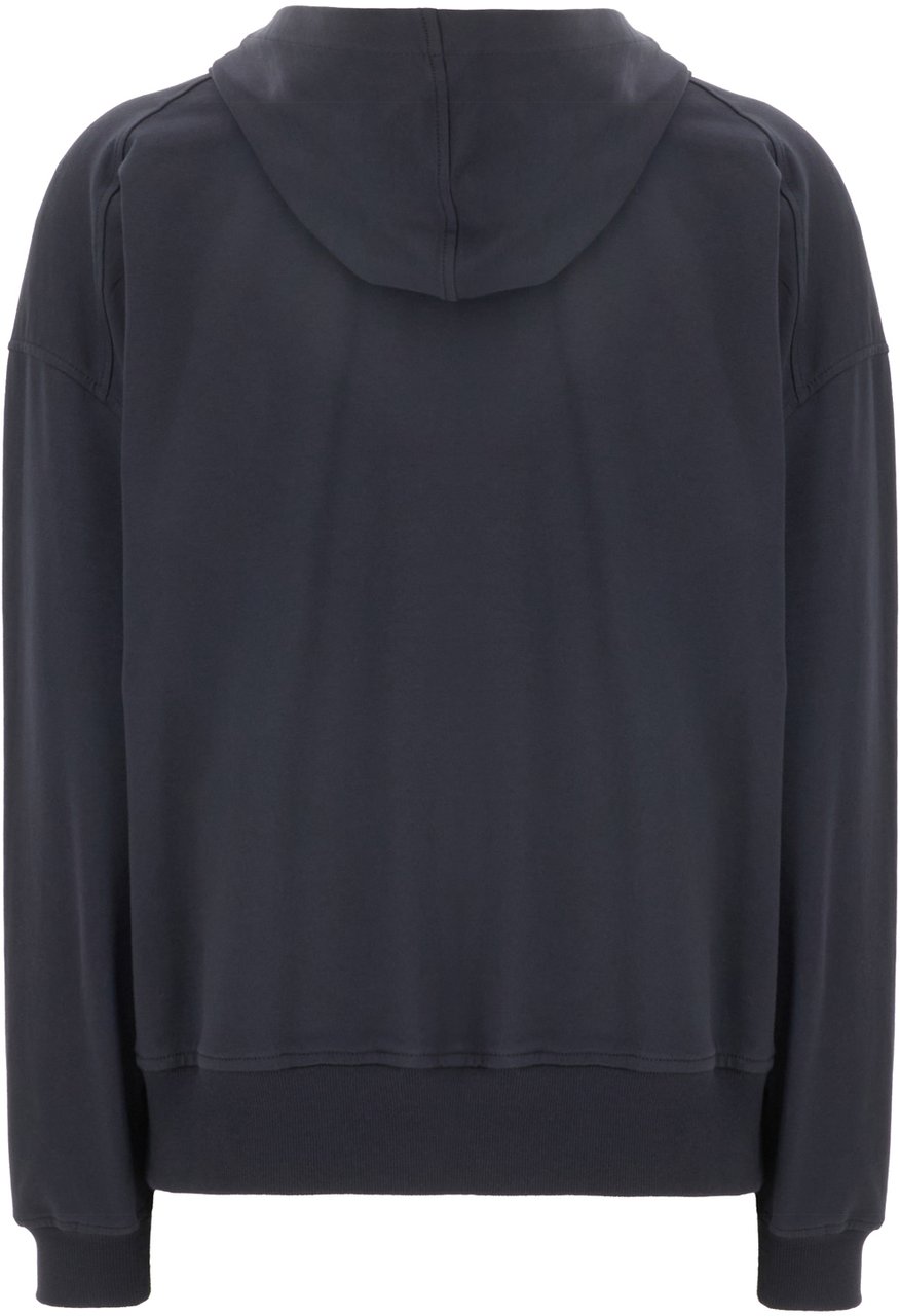 Brunello Cucinelli Navy blue stretch cotton sweatshirt Blauw