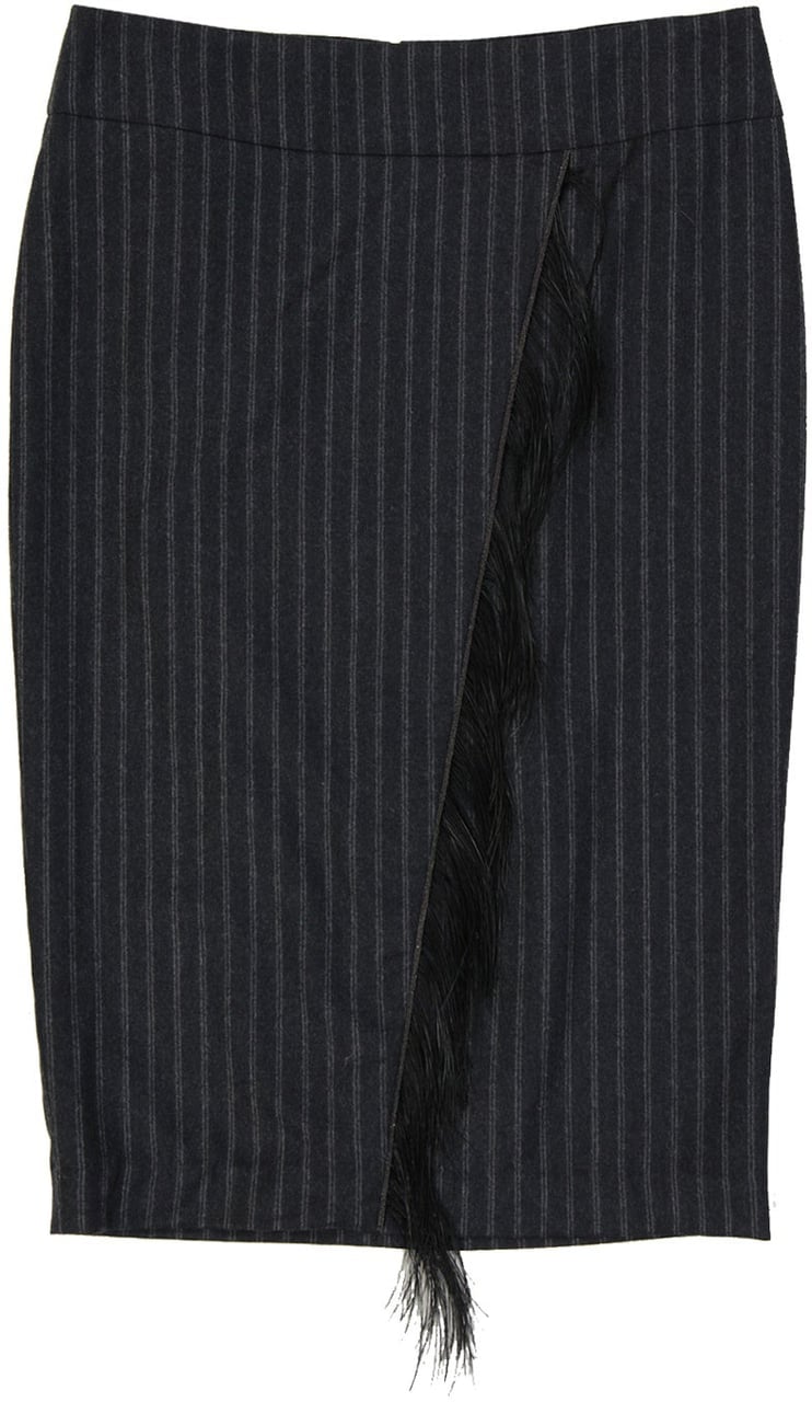 Brunello Cucinelli Brunello Cucinelli Wool Striped Skirt Grijs