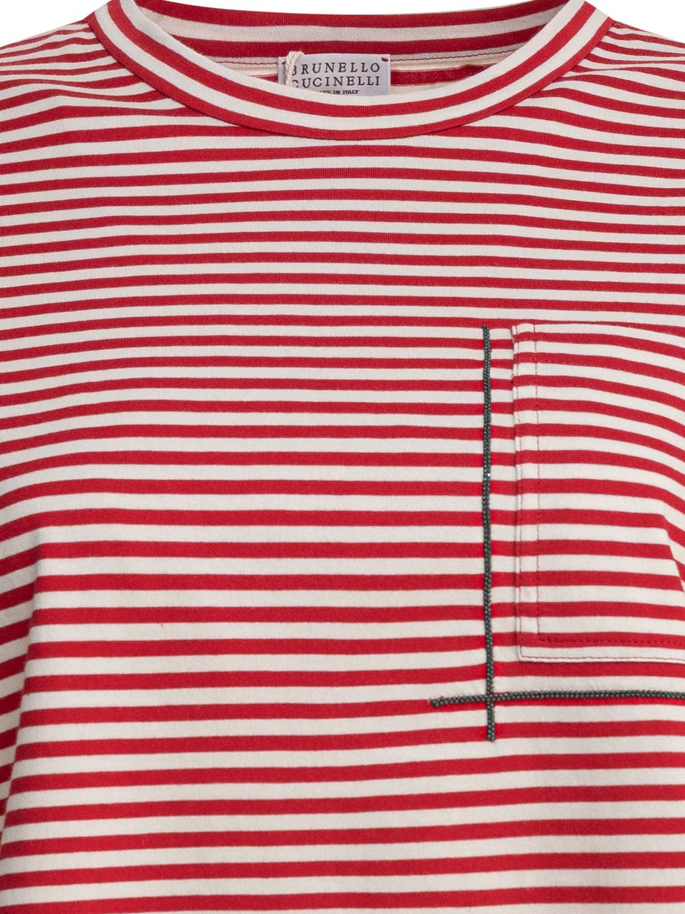 Brunello Cucinelli T-shirt with Shiny Pocket Detail Rood