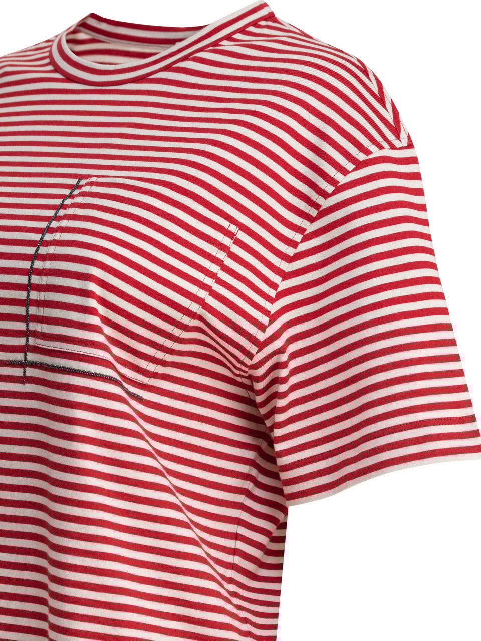 Brunello Cucinelli T-shirt with Shiny Pocket Detail Rood