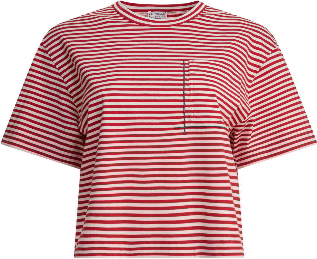 Brunello Cucinelli T-shirt with Shiny Pocket Detail Rood