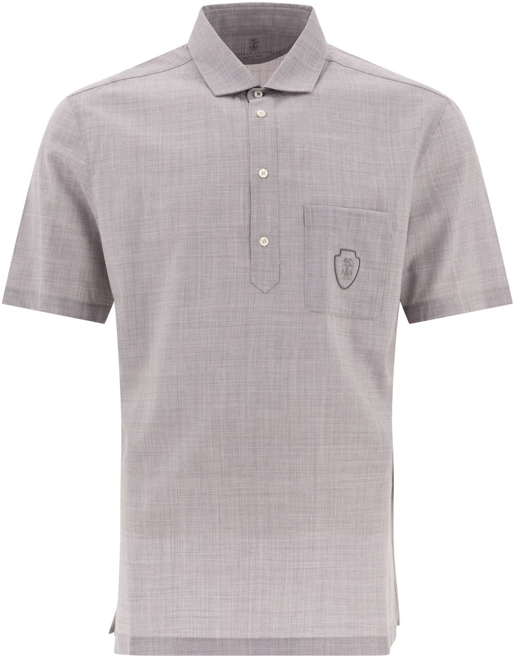 Brunello Cucinelli Wool poplin polo shirt Grijs