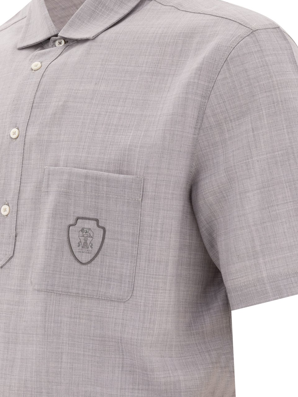 Brunello Cucinelli Wool poplin polo shirt Grijs