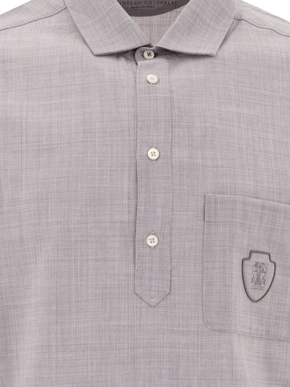 Brunello Cucinelli Wool poplin polo shirt Grijs