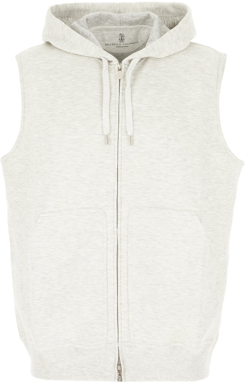 Brunello Cucinelli Brunello Cucinelli Melange grey cotton blend sleeveless sweater Grijs
