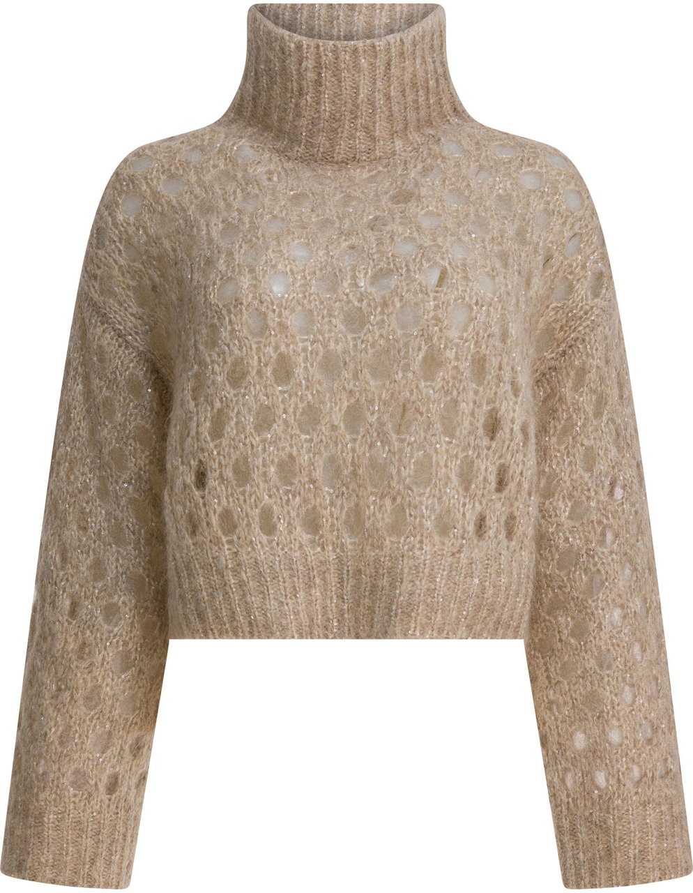 Brunello Cucinelli "Dazzling Net" Turtleneck sweater Beige