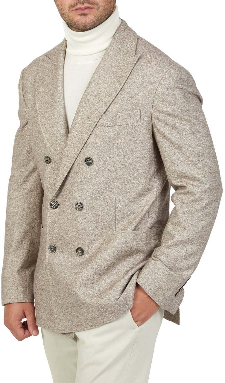 Brunello Cucinelli Double-Breasted Wool Jacket Beige