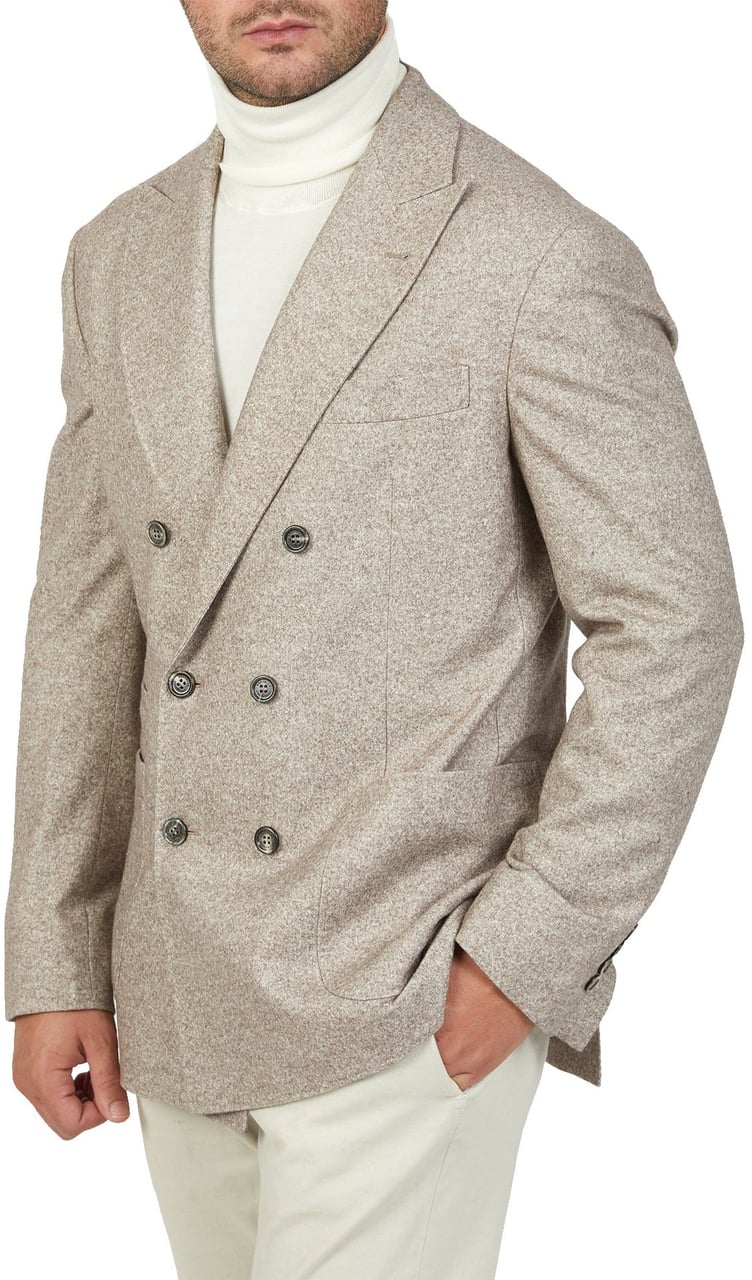 Brunello Cucinelli Brunello Cucinelli Double-Breasted Wool Jacket Beige