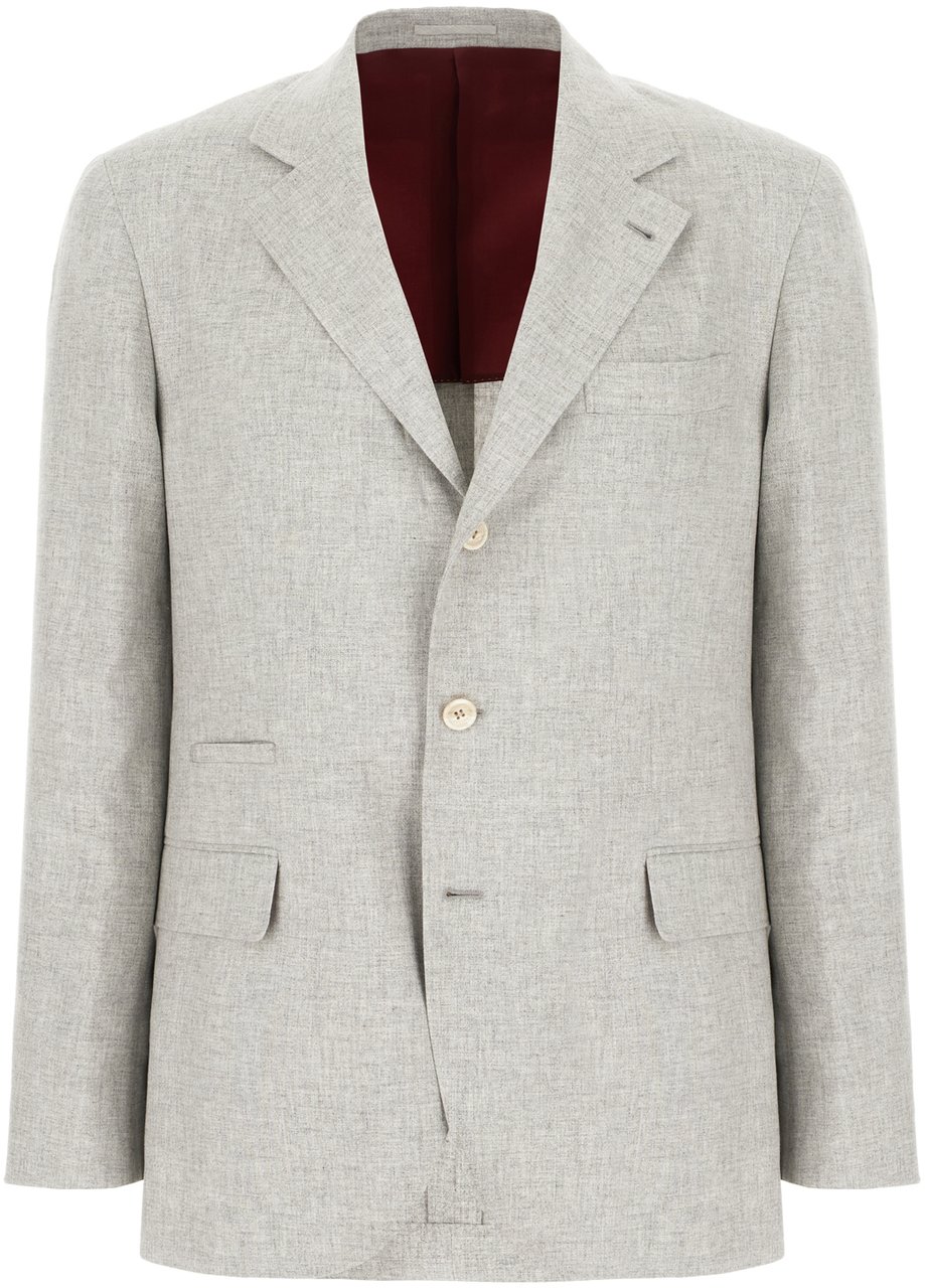 Brunello Cucinelli Brunello Cucinelli Melange grey silk blend blazer Grijs