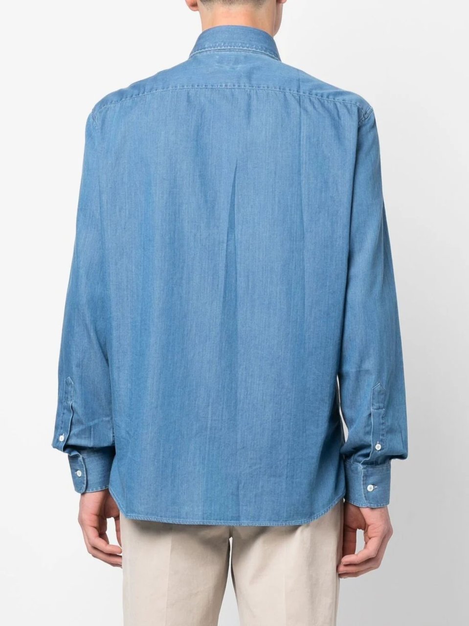 Brunello Cucinelli Blue Classic Collar Denim Shirt Blauw