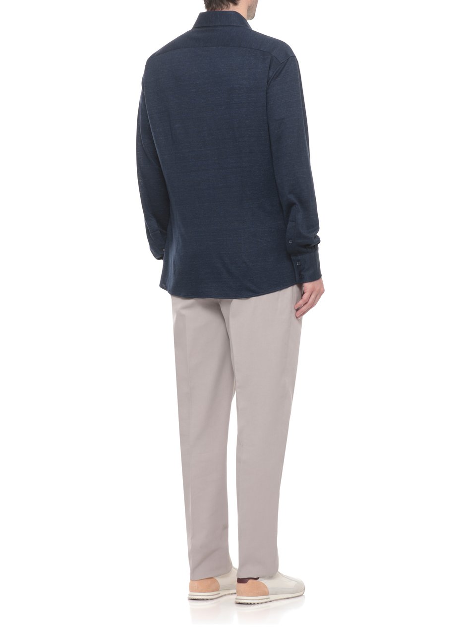 Brunello Cucinelli Blue Linen-Cotton Casual Shirt Grijs