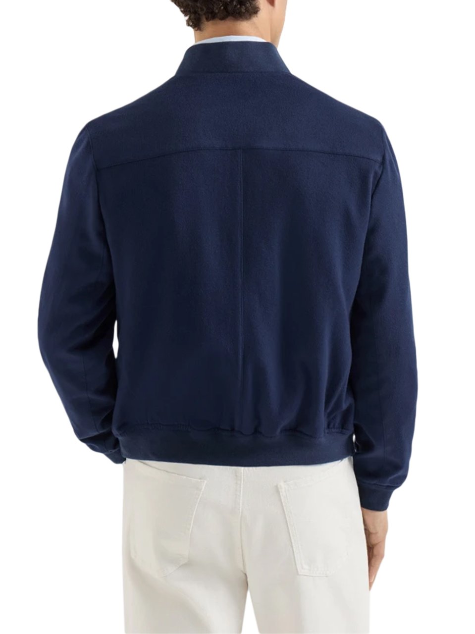 Brunello Cucinelli Tailored Blue Casual Jacket with Ribbed Details Blauw