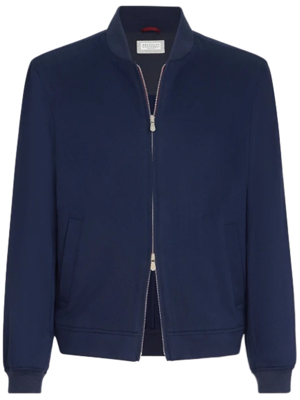 Brunello Cucinelli Tailored Blue Casual Jacket with Ribbed Details Blauw
