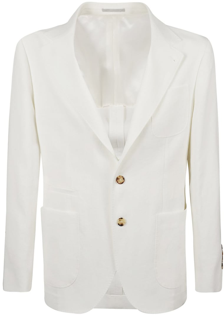 Brunello Cucinelli White Tailored Linen Jacket Wit