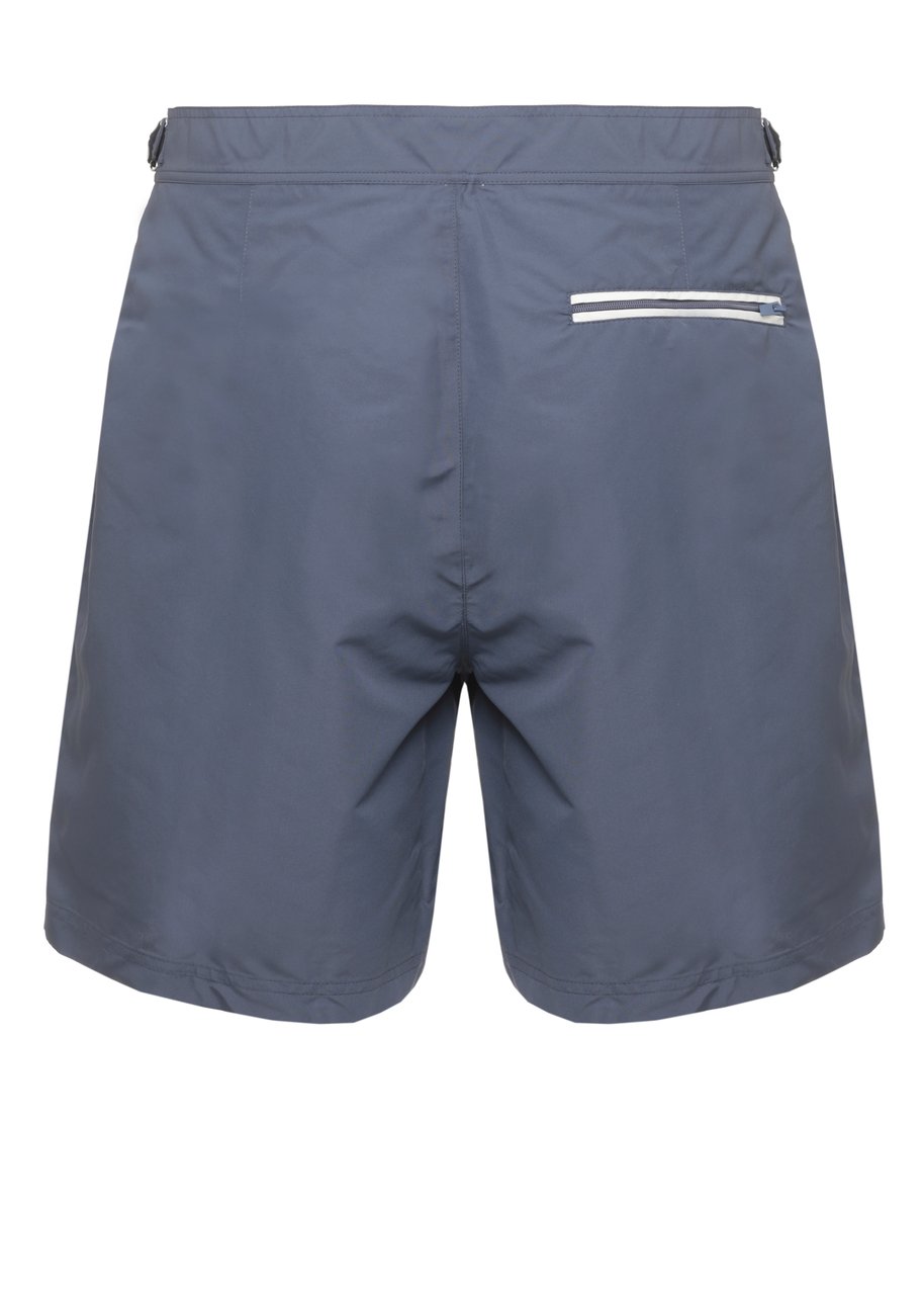 Brunello Cucinelli Blue White Embroidered Swim Shorts Grijs