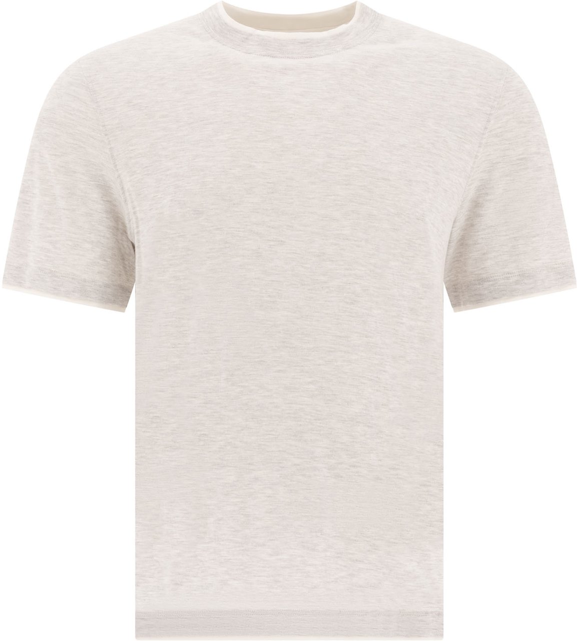 Brunello Cucinelli Crew-neck T-shirt in linen and cotton jersey with Faux Layering Grijs