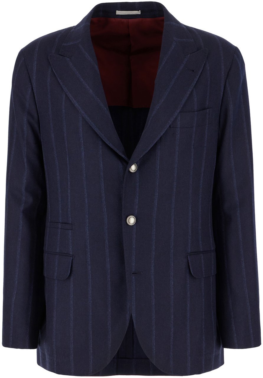 Brunello Cucinelli Brunello Cucinelli Embroidered wool blend suit Blauw