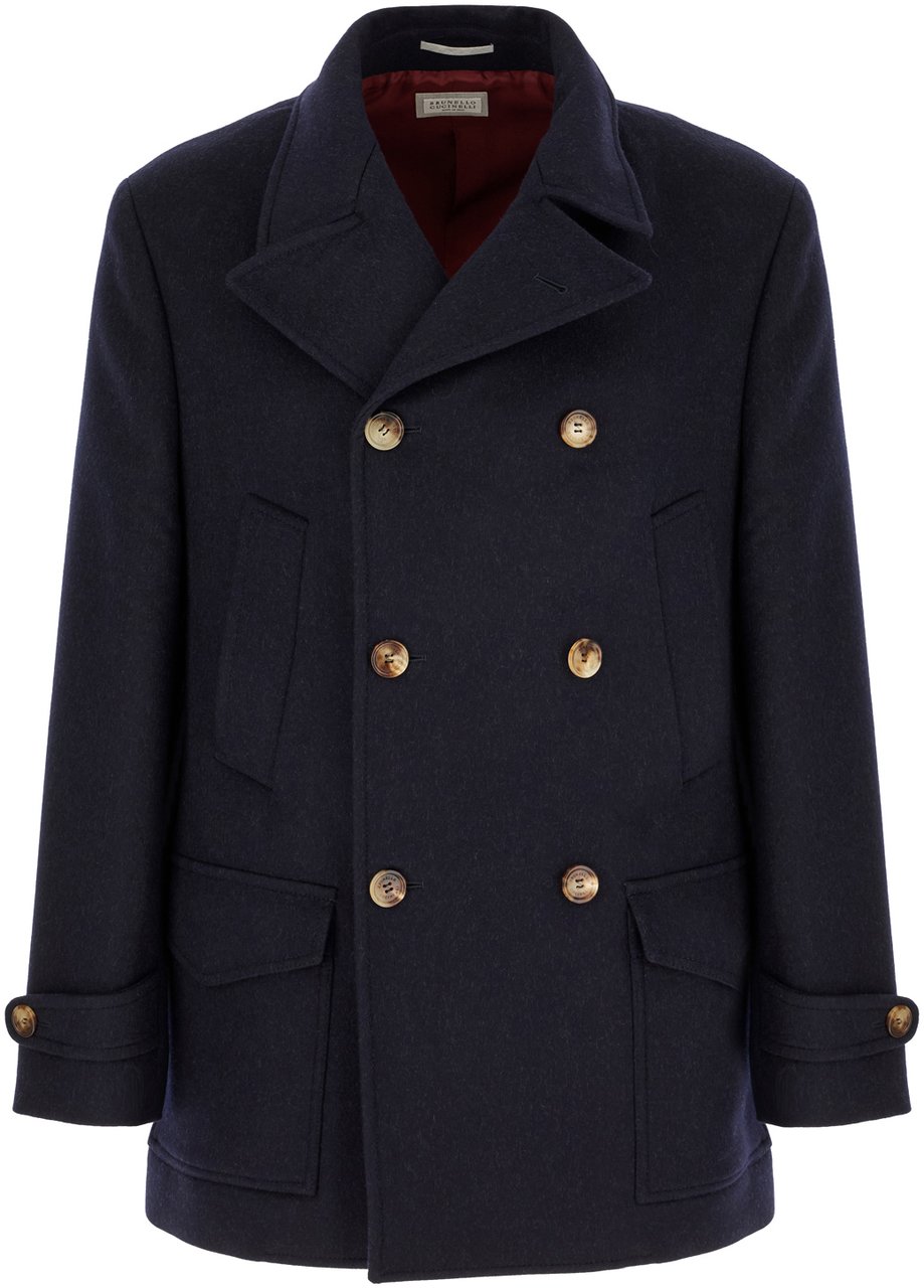 Brunello Cucinelli Brunello Cucinelli Navy blue wool coat Blauw