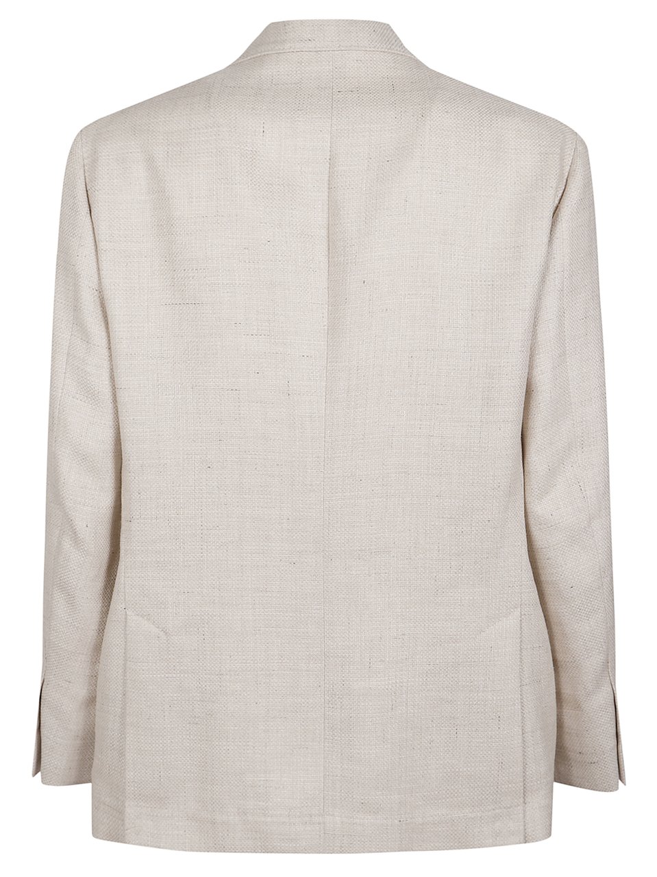 Brunello Cucinelli Beige Single Breasted Wool-Linen Blazer Wit