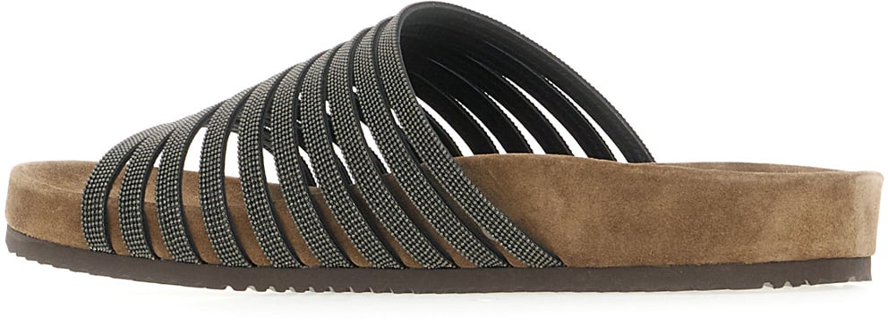 Brunello Cucinelli Embellished leather slippers Divers