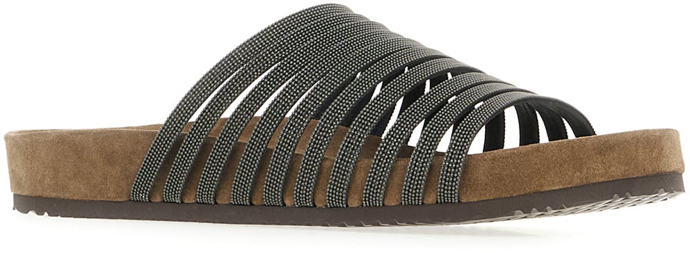 Brunello Cucinelli Embellished leather slippers Divers