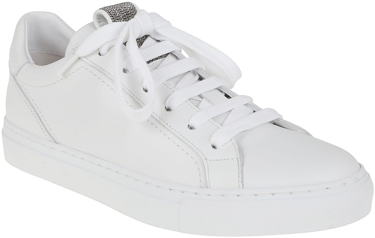 Brunello Cucinelli Mat Calf Sneaker with Precious Detail Wit