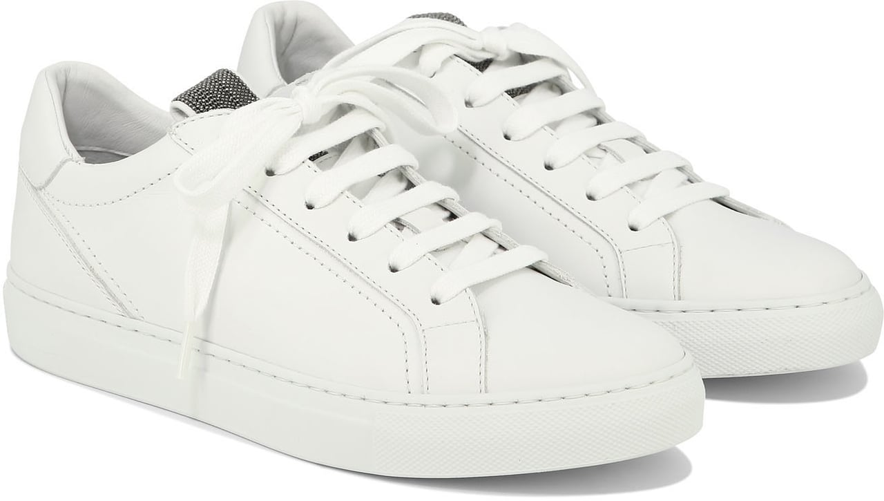 Brunello Cucinelli Mat Calf Sneaker with Precious Detail Wit