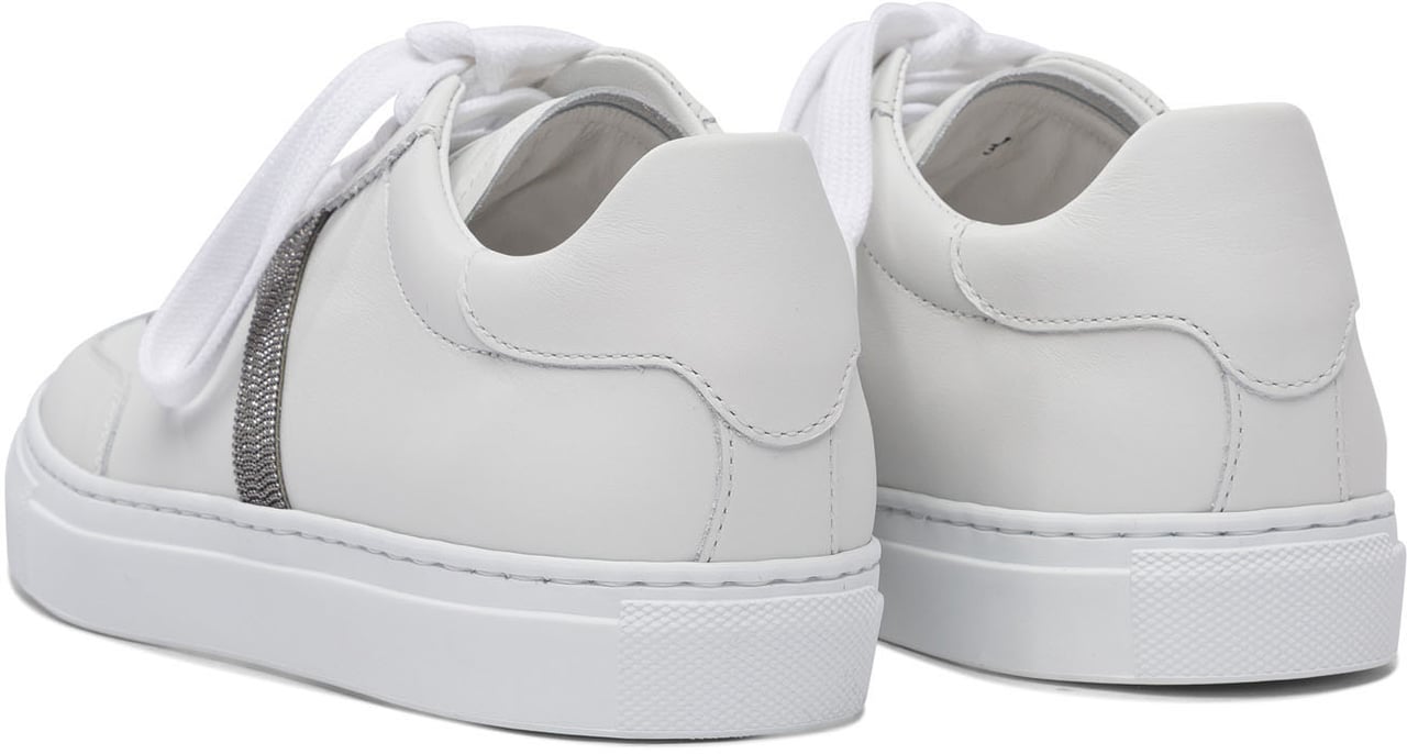Brunello Cucinelli Leather Sneaker with Precious Detail Wit