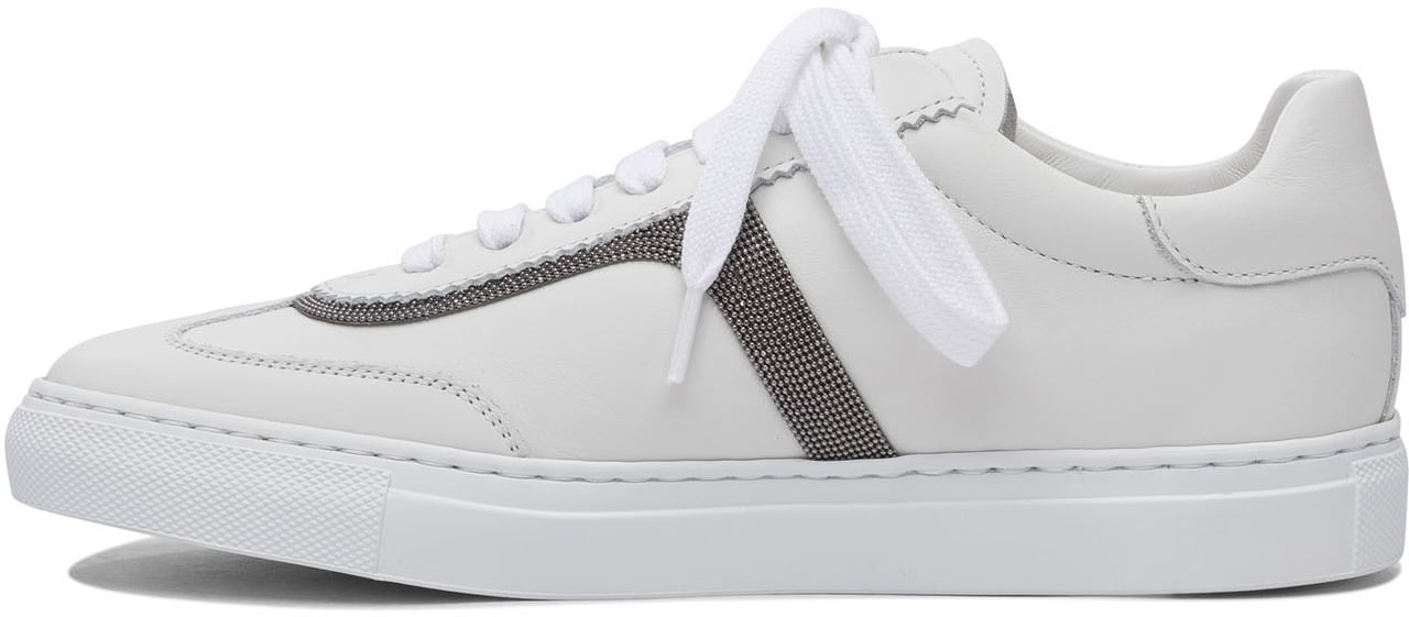Brunello Cucinelli Leather Sneaker with Precious Detail Wit